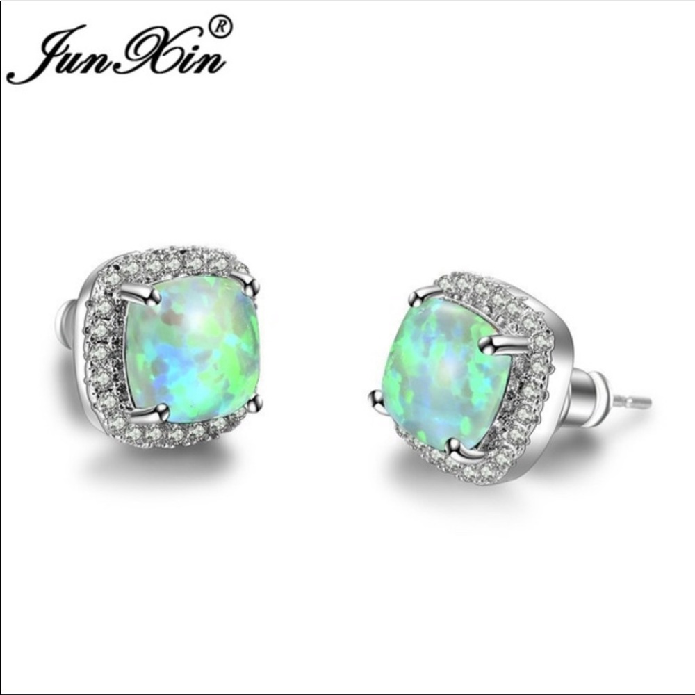 Chic Green Opal Studs